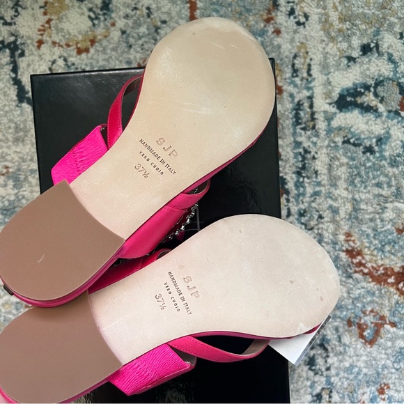 🔖SJP By Sarah Jessica Parker Jinx Embellished Toe Ring Sandals Pink Candy Stain - Picture 4 of 9